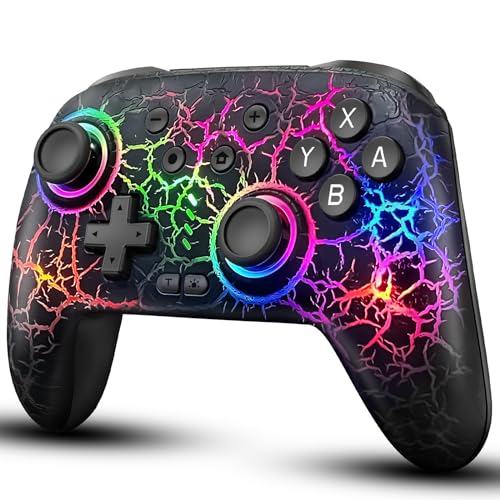ZRZLMVP Switch Pro Controller Wireless Control - Compatible with Nitendo Switch/OLED/Lite, 1000mAh Rechargeable Switch Controllers with 9 Colors LED, Wake Up, Turbo, Vibration