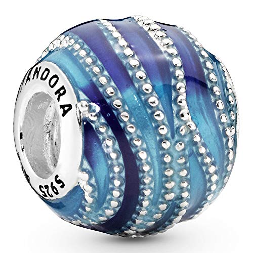 Pandora Jewelry Blue Wave Charm - Original Charm for Pandora Charm Bracelets - Perfect Charm for Mom, Daughter, Sister & More - Sterling Silver and Enamel, No Box