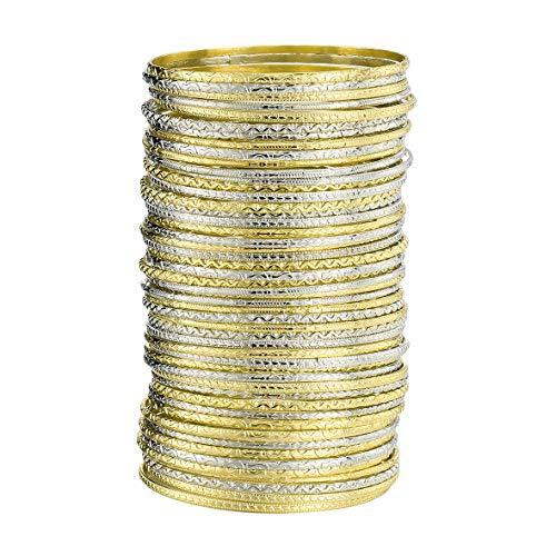 Ensoul 50pcs Gold/Silver Color Flower Mixed Metal Aztec African Indian Vintage Multi Bangle&Bracelets For Women