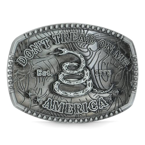 Belt Buckles Men Western Cowboy - Don't Treat On Me Belt Buckle Western Belt Buckles for Men Snake Belt Buckle Women Mens Belt Buckle Silver Belt Buckle, Cowboy Belt Buckles for Men Patriotic Hebillas