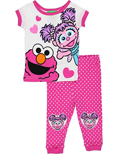 Sesame Street Elmo and Abby Cadabby Toddler Girls Cotton Pajamas Set (4T, Elmo Abby Pink)