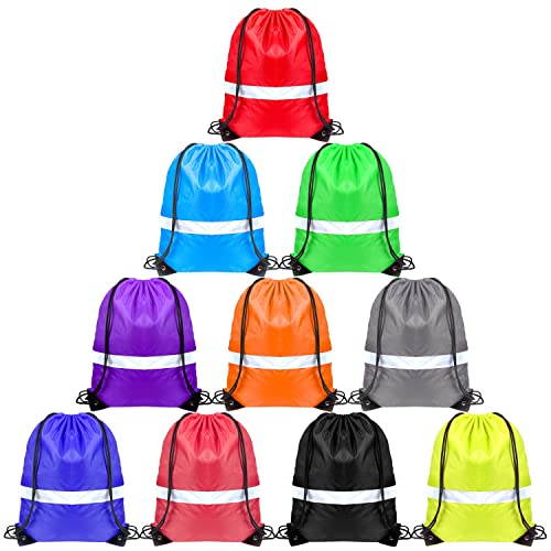 GoodtoU Drawstring Backpack Draw String Sport Bag Reflective Cinch Sack Backpack Drawstring Bags Bulk 10 Colors