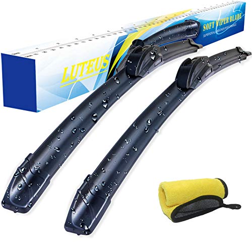 Windshield Wipers, 24' + 20'' Wiper Blades, OEM Quality, LUTEUS Premium All- Seasons for Replacement Windshield Wiper Blades (Set of 2), With Extra 1PC Premium Microfiber Towels