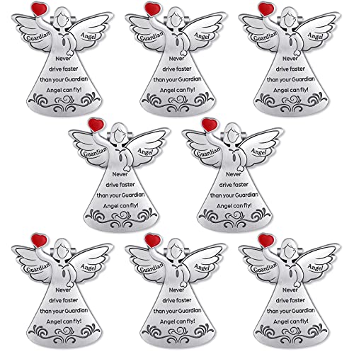 Guardian Angel Sun Visor Clip Never Drive Faster Fun Car Accessories Car Stuff for Teens Christian Car Visor Clip Angel Visor Clip Religious Gift for Teens, Family, Friend, Driver (8 Pieces)