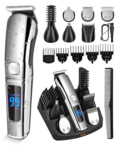Ufree Beard Trimmer for Men, Electric Razor, Nose Hair Trimmer, Cordless Hair Clippers Shavers for Men, Mustache Body Face Beard Grooming Kit, Gifts for Men Husband Father, Waterproof