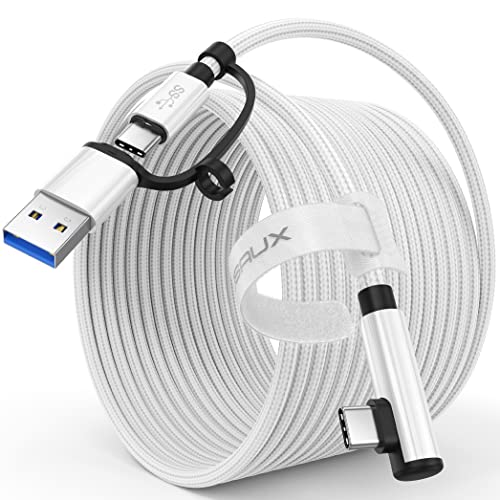 JSAUX 2-in-1 Link Cable 16 FT Compatible with Meta/Oculus Quest 3/2 Accessories and PC/Steam VR, USB 3.0 High Speed PC Data Transfer Adapter, Compatible with VR Headset, Gaming PC, Quest 3 & 2 & 1