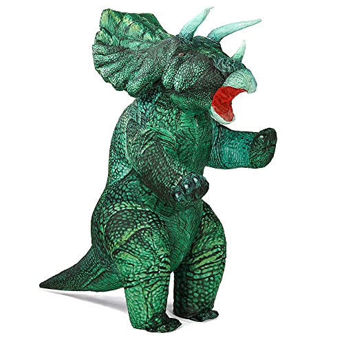 MXoSUM Inflatable Dinosaur Costume Blow up Triceratops Costumes for Adults Fancy Dino Onesies Party Halloween Cosplay Costume
