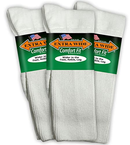 Extra Wide Comfort Fit Athletic Crew (Mid-Calf) Socks for Men and Women, For Wide Feet Pick your size, Do not size up