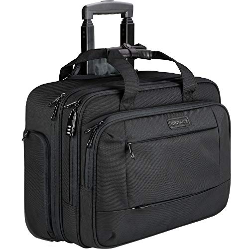 KROSER Rolling Laptop Bag for Men Women, Rolling Laptop Wheeled Briefcase for Business Fits Up to 17.3 Inch Laptop, Water-Repellent Wheeled Computer Bag Roller Case with RFID Pockets for Travel