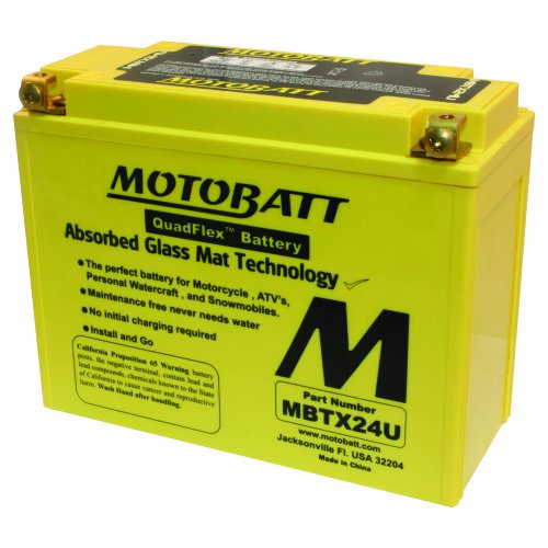 MotoBatt MBTX24U (12V 25 Amp) 285CCA Factory Activated Maintenance Free QuadFlex AGM Battery