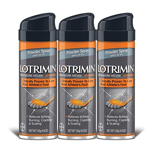 Lotrimin AF Athlete's Foot Powder Spray, Miconazole Nitrate 2%, Clinically Proven Effective Antifungal Treatment of Most AF, Jock Itch and Ringworm, 4.6 Ounce (Pack of 3)