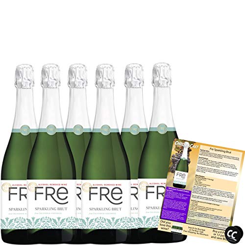 Sutter Home Fre Sparkling Brut Non-Alcoholic Champagne Experience Bundle with Phone Grip, Seasonal Wine Pairings & Recipes, 750ML btls, 6-Pack