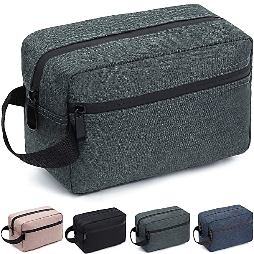FUNSEED Travel Toiletry Bag for Women and Men, Water-resistant Shaving Bag for Toiletries Accessories, Foldable Storage Bags with Divider and Handle for Cosmetics Toiletries Brushes Tools (Gray)