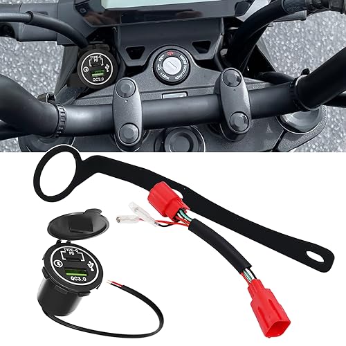 Quick Charge 3.0 Motorcycle USB Charger Dual USB Port Kit Compatible with Honda GROM 125 MSX125 2021-2024