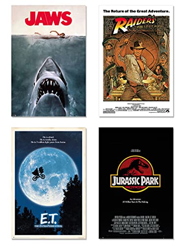 Steven Spielberg Classics # 2 - Movie Poster Set (Jaws, E.T., Raiders Of The Lost Ark & Jurassic Park) (Size 24 x 36')
