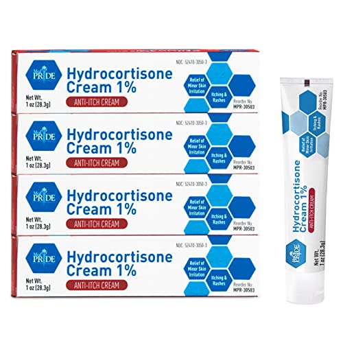 MED PRIDE Hydrocortisone Cream 1%| Pack of 4, 1 Oz Tubes | Anti-Itch Topical Ointment for Redness, Swelling, Itching, Rash & Dermatitis, Bug/ Mosquito Bites, Eczema & Hemorrhoids, First Aid Essential