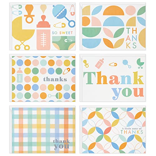 Hallmark Thank You Cards Assortment for Baby, Retro Pastel (48 Cards with Envelopes)