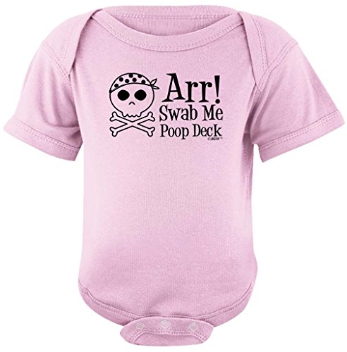 Funny Baby Clothes Arr Swab Me Poop Deck Pirate Bodysuit 6 Months Pink