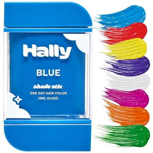 HALLY Shade Stix | Temporary Hair Color for Kids & Adults | Ditch Messy Hair Spray Paint, Chalk, Wax & Gel | One-Day, Wash-Out Dye | Washable & Safe | Blue Hair Makeup for Boys & Girls