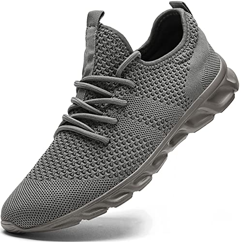 Damyuan Mens Lightweight Athletic Running Walking Gym Shoes Casual Sports Shoes Fashion Sneakers Walking Shoes Dark Grey,12