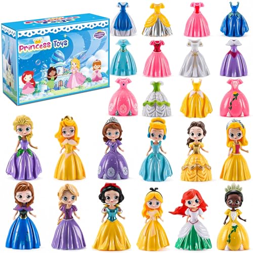 Bicakza Princess Toy for Girls - 12 Princesses with 24 Pieces of Clothing Princess Transformable Toys Perfect Decorative Idea for Fun Play, Party Favors, Classroom Prizes,Easter Gift