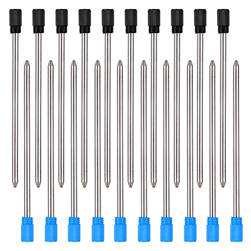 2.75 Inch Replaceable Ballpoint Pen Refills for 6 in 1 Multi-Function Ballpoint Pens and Other Brand Diamond Crystal Stylus Pen, Metal Refill,Black and Blue Color Ink(Pack of 20)