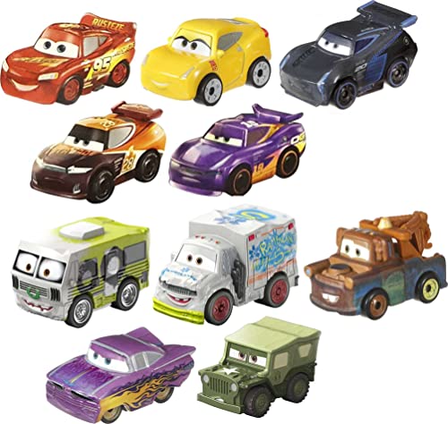Mattel Disney and Pixar Cars Mini Racers Set of 10 Mini Toy Cars & Trucks, Collectibles Inspired by Mattel Disney Movies [Styles May Vary] (Amazon Exclusive)