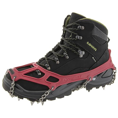 Kahtoola MICROspikes Footwear Traction for Winter Trail Hiking & Ice Mountaineering - Red - Large