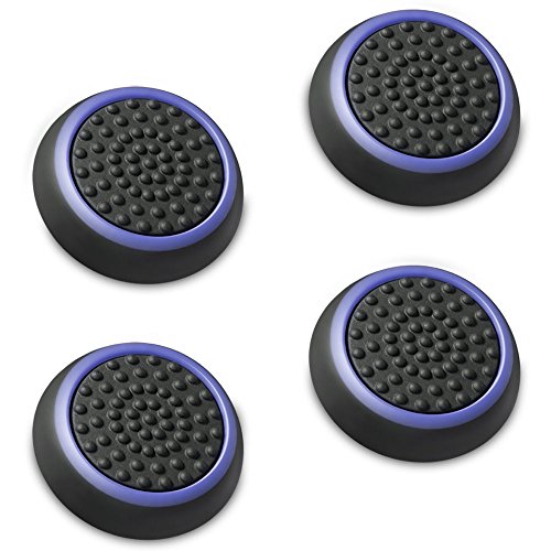 Fosmon (Set of 4) Analog Stick Joystick Controller Performance Thumb Grips Compatible with PS5, PS4, Xbox One, Xbox Series X/S, Nintendo Switch Pro (Black/Blue)