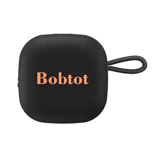 Bobtot Portable Bluetooth Speakers Wireless Speaker - Waterproof Mini Shower Speaker with 16 Hours Playtime, Loud Stereo Sound, Rich Bass, TWS, Built-in Mic for Home Travel Sport, Black