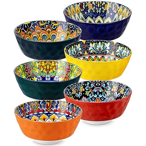 vancasso Cereal Bowls, Ceramic Soup Bowls Set of 6, 26 oz Corlorful Bowls Set for Kitchen, Dishwasher & Microwave Safe- for Cereal, Soup, Oatmeal, Ice Cream, Salad, Pasta etc.