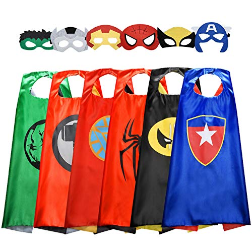 Roko Toys for 3-10 Year Old Boys, Superhero Capes for Kids 3-12 Year Old Boy Gifts Boys Cartoon Dress up Costumes Party Supplies Easter Basket Stuffers (6 Pcs with Gift Box)