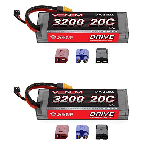 Venom 20C 2S 3200mAh 7.4V Hard Case LiPo Battery with Universal Plug (EC3/Deans//Tamiya) x2 Packs