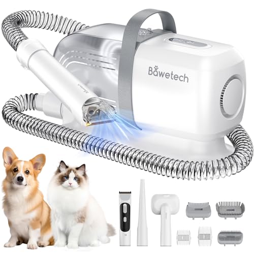 Bawetech Dog Grooming Vacuum, One-Stop Pet Grooming Kit with Dog Clipper and 5 Tools, 113℉ Dryer, Suction 99% Pet Hair, 2L Large Capacity, Low Noise Vacuum Groomer for Dogs Cats and Home Cleaning, B2