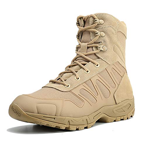 IODSON Men's Hiking Boots Lightweight Military Tactical Boots 6 In Brown 9.5