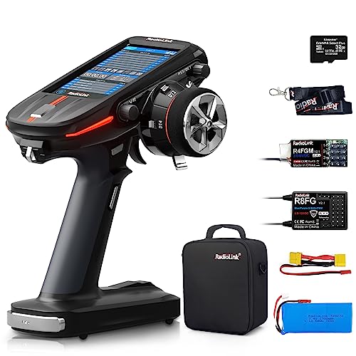 Radiolink RC8X 8CH 2.4G RC Transmitter and Newest R8FG&R4FGM V2.1 Gyro Receivers, 4.3' Full Color IPS Touch Screen RC Remote Controller, 600m Long Range, 200 Models for RC Crawler Drifting Cars Boats