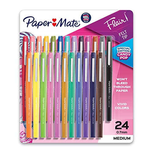 Paper Mate Flair Felt Tip Pens | Medium Point 0.7 Millimeter Marker Pens | Back to School Supplies for Teachers & Students | Assorted Colors, 24 Count