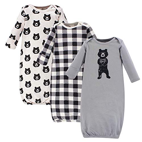 Yoga Sprout Unisex Baby Cotton Gowns, Bear Hugs, 0-6 Months