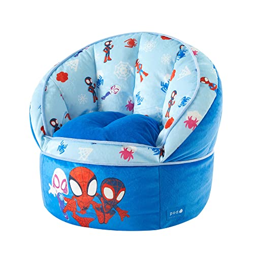 Idea Nuova Marvel Spidey and His Amazing Friends Blue Round Bean Bag Chair for Kids, Ages 3+, Large