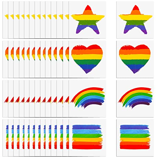 144 Sheets Rainbow Temporary Tattoos Rainbow Stickers Rainbow Body Tattoo for Party Celebration Supplies (Style Set 1)