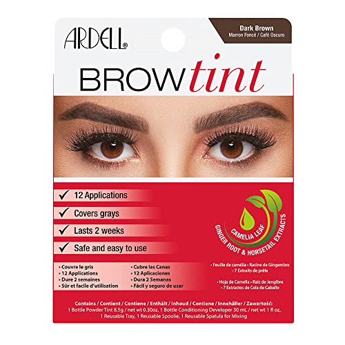 Ardell Brow Tint Dark Brown, Longer-lasting Semi-permanent Brow Dye, with Natural Extracts, Complete Brow Tinting Kit, 1 pack