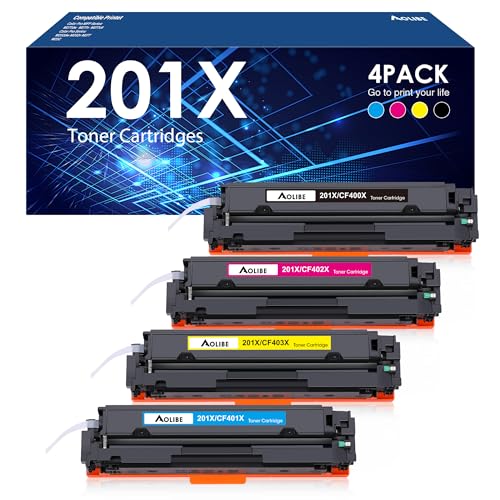 201X Toner Cartridge Compatible for HP 201X 201A 4 Pack CF400A CF401A CF402A CF403A High Yield for HP Color Laserjet Pro MFP M277dw M252dw M277n M277c6 (Black, Cyan, Magenta, Yellow)