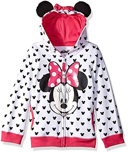 Disney girls Minnie W Bow & Ear fashion hoodies, White, 3T US