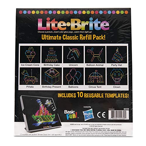 Lite Brite Ultimate Classic Refill Pack - Celebration Theme - 10 Reusable Templates - Amazon Exclusive, Black