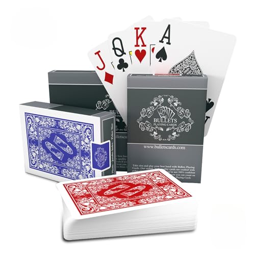 Bullets Playing Cards – Two Decks of Poker Cards – Waterproof Plastic – Easy to Read & Great Feel - Jumbo Index & Two Pips – Professional Playing Cards for Texas Holdem Poker