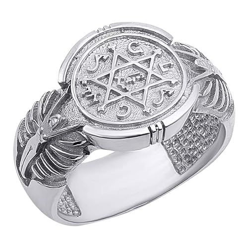 .925 Sterling Silver Jewish King Solomon Star of David Signet Ring - Size 8