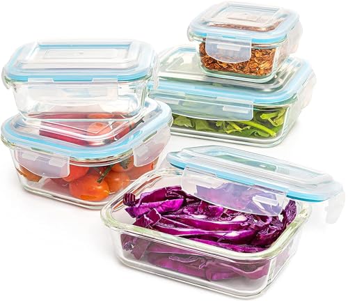 Moss & Stone Glass Storage Containers With Lids 10 Pcs. Leak Proof Snapware Glass Storage Containers Oven, Freezer, Microwave & Dishwasher Safe, Airtight Meal Prep Glass Containers With Lids BPA-Free