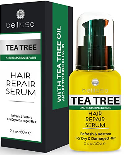 Tea Tree Oil Hair Serum - Moisturizer Treatment for Fighting Dandruff and Repair Dry, Damaged Hair and Itchy Scalp - Care and Styling Products for Women and Men - With Anti Frizz Keratin for Shine