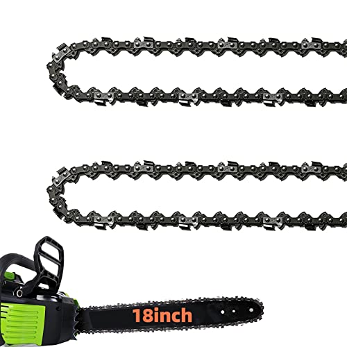 2 Pack 18 Inch Chainsaw Chain 62 Drive Links .050' Gauge, 3/8' Pitch, 18' Replacement Chain Low-Kickback Chainsaw Chains Compatible with Husqvarna, Echo, Poulan, Craftsman and more