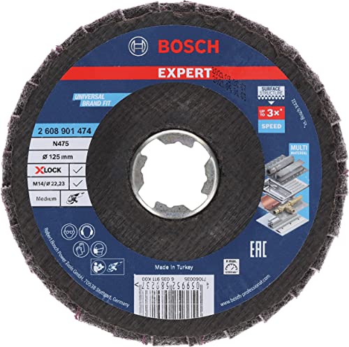 Bosch Professional 1 x Expert N475 SCM X-Lock Flap Disc (for Finishing Metal Surfaces, Diameter 125 mm, Medium, Angle Grinder Accessory)